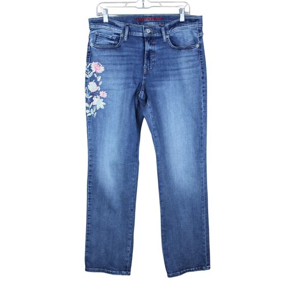 Lucky Brand Denim - Lucky Brand Legend Sweet Straight Blue Embroidered Mid Rise Denim Jeans Size 12